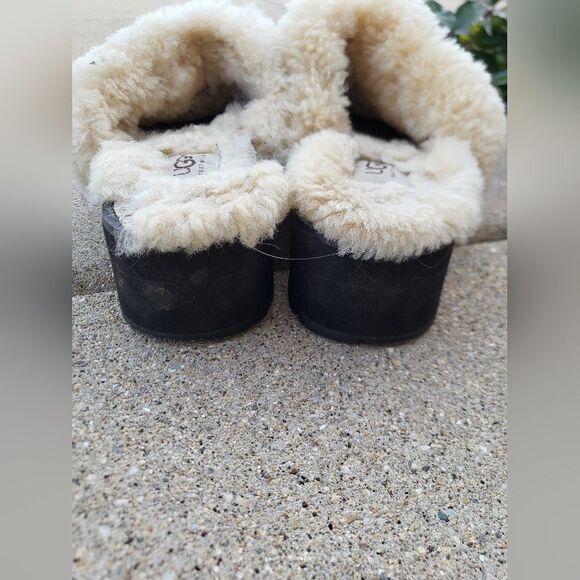 UGG Nubuck Leather Sheepskin Blossom Clogs Mules Size 9 Dark Brown 5464 - Picture 8 of 10